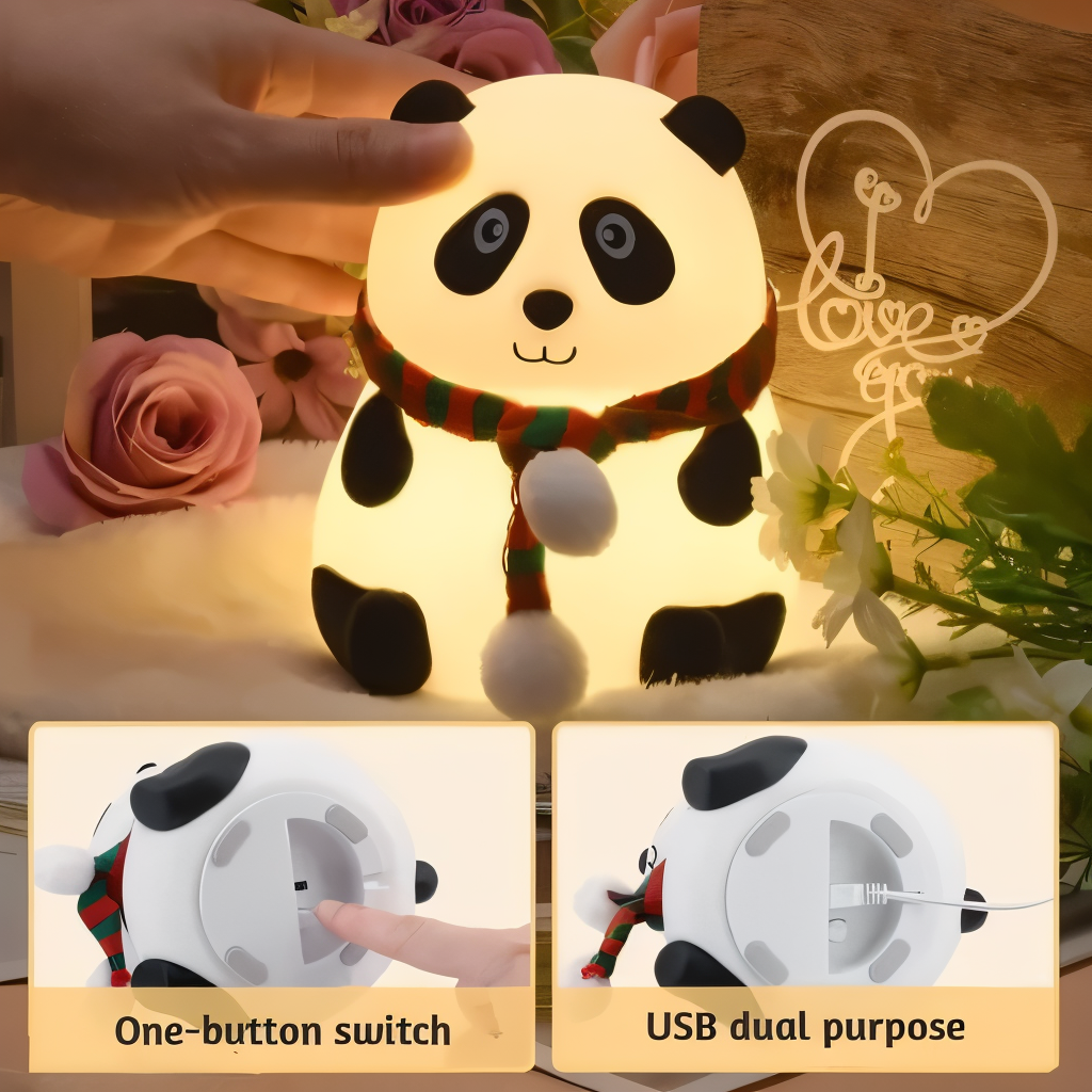 Panda Lamp, Cute Silicone Kawaii Night Lamp For Bedroom With Touch