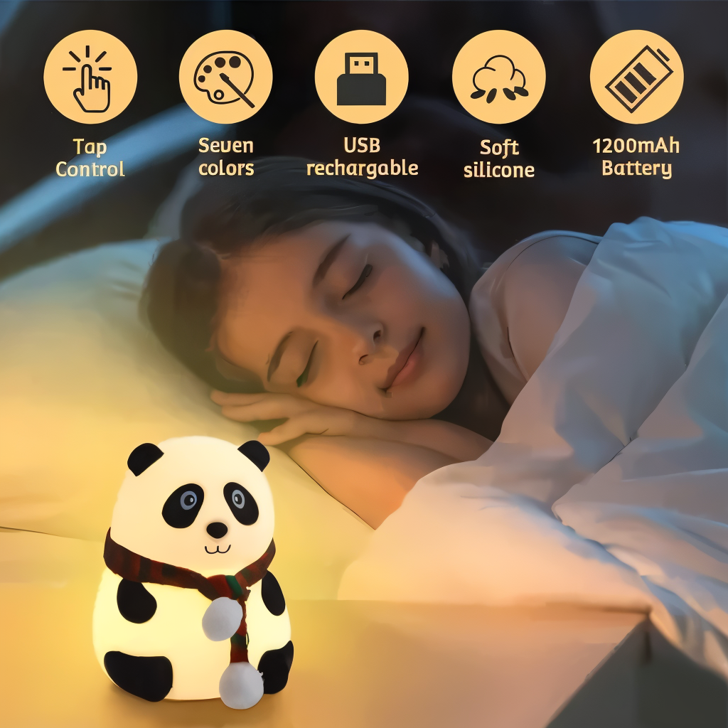 Panda Lamp, Cute Silicone Kawaii Night Lamp For Bedroom With Touch