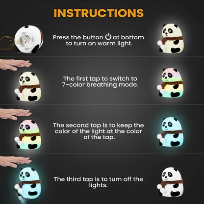 Panda Lamp, Cute Silicone Kawaii Night Lamp For Bedroom With Touch